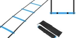 Trademark Innovations Agility Ladder - Thick Rungs For Extra Durability (Black & Blue, 12 Foot)