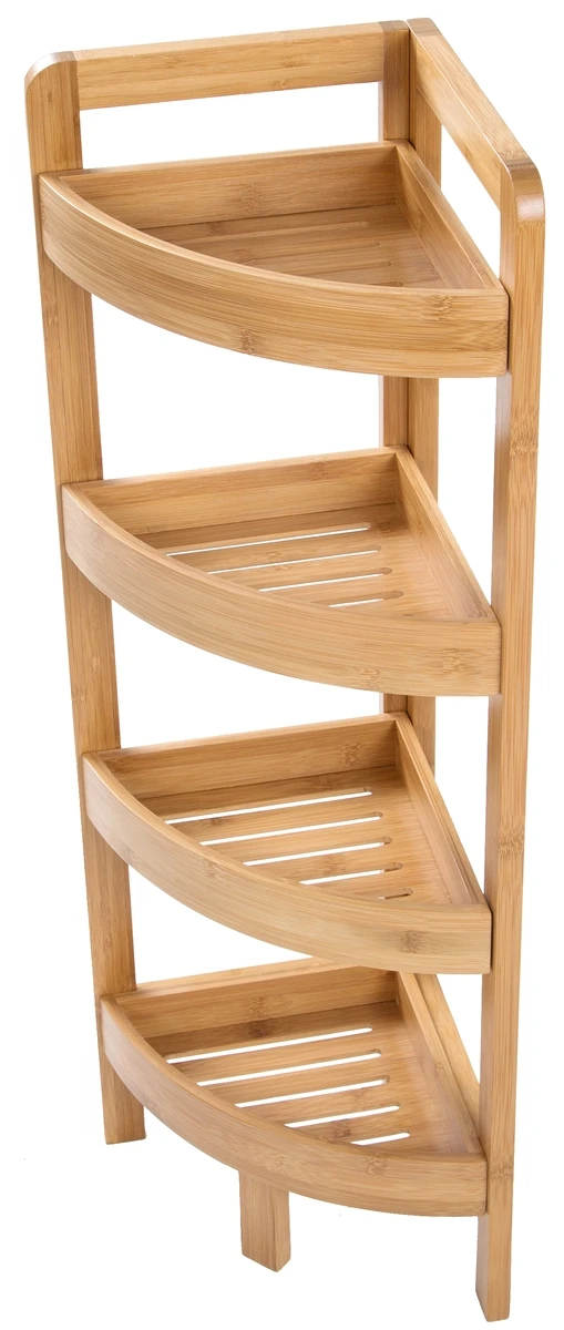 Bamboo Corner Storage Shelf - 4 Tier - By Trademark Innovations 3 Bamboo Corner Storage Shelf - 4 Tier - By Trademark Innovations