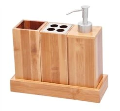 Bath Set Bath Caddy - 100% Natural Bamboo - By Trademark Innovations