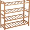 Shoe Rack - 100% Natural Bamboo By Trademark Innovations (4 Shelves, Natural) -Fitness Equip Shop BAMB SHOE4 2T