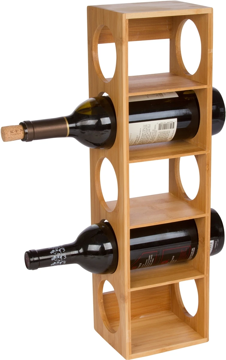 Bamboo Stackable Tower 5 Bottle Wine Holder By Trademark Innovations 3 Bamboo Stackable Tower 5 Bottle Wine Holder By Trademark Innovations