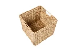 Foldable Hyacinth Storage Basket With Iron Wire Frame By Trademark Innovations -Fitness Equip Shop BSKT SQ NAT 3