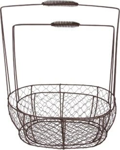 Set Of 2 Vintage Oval Wire Baskets With Wooden Handles By Trademark Innovations