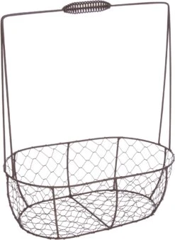 Set Of 2 Vintage Oval Wire Baskets With Wooden Handles By Trademark Innovations -Fitness Equip Shop BSKT WIRE 2X 4