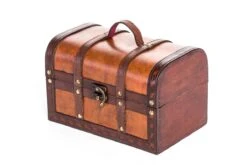 Small Wood And Leather Decorative Chest By Trademark Innovations