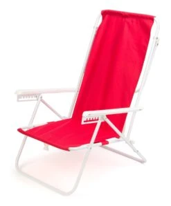 7-Position High Back Steel Tube Beach Chair By Trademark Innovations (Red)