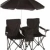 Double Folding Camp And Beach Chair With Removable Umbrella And Cooler By Trademark Innovations (Black) -Fitness Equip Shop CHR UMB BL 2