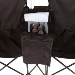 Double Folding Camp And Beach Chair With Removable Umbrella And Cooler By Trademark Innovations (Black) -Fitness Equip Shop CHR UMB BL 4