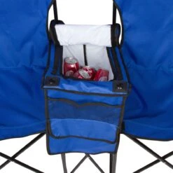 Double Folding Camp And Beach Chair With Removable Umbrella And Cooler By Trademark Innovations (Blue) -Fitness Equip Shop CHR UMB BU 4