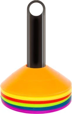 Plastic Disc Cone Sports Training Gear With Carrier, Pack Of 24 (Mixed,2-Inch)