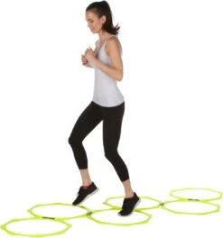 20" Hexagonal Speed & Agility Training Rings - Set Of 6 With Carry Bag By Coach's Closet (Light Green)