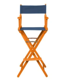 Director's Chair - Bar Height - Wood And Fabric Color Choices - By Trademark Innovations (Honey Wood With Blue)