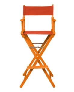 Director's Chair - Bar Height - Wood And Fabric Color Choices - By Trademark Innovations (Honey Wood With Orange)