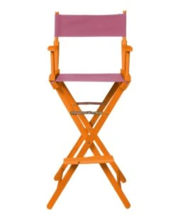 Director's Chair - Bar Height - Wood And Fabric Color Choices - By Trademark Innovations (Honey Wood With Pink)