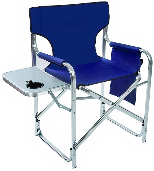 Aluminum And Canvas Folding Director's Chair With Side Table By Trademark Innovations (Green, 31.5"H) 3 Aluminum And Canvas Folding Director's Chair With Side Table By Trademark Innovations (Green, 31.5"H)