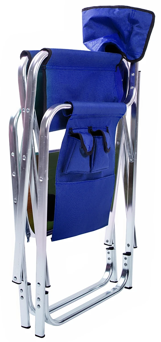 Aluminum And Canvas Folding Director's Chair With Side Table By Trademark Innovations (Green, 31.5"H) 4 Aluminum And Canvas Folding Director's Chair With Side Table By Trademark Innovations (Green, 31.5"H) - Image 2