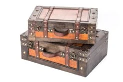 Set Of 2 Vintage Style Wood Decorative Suitcases - By Trademark Innovations
