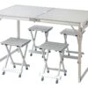 4 Person Aluminum Lightweight Folding Camp Table With 4 Stools By Trademark Innovations 2 4 Person Aluminum Lightweight Folding Camp Table With 4 Stools By Trademark Innovations -Fitness Equip Shop TBLE 4STOOL 2