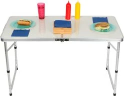 Lightweight Adjustable Portable Folding Aluminum Camp Table With Carry Handle By Trademark Innovations