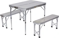 Portable Aluminum Folding Picnic Table With 2 Folding Bench Seats 5 Portable Aluminum Folding Picnic Table With 2 Folding Bench Seats -Fitness Equip Shop TBLE PICNIC BENCH 3