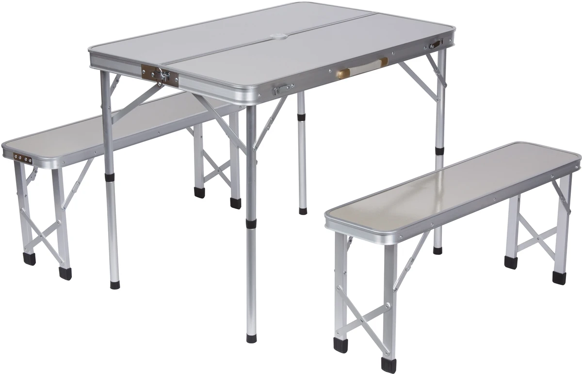 Portable Aluminum Folding Picnic Table With 2 Folding Bench Seats 4 Portable Aluminum Folding Picnic Table With 2 Folding Bench Seats - Image 2