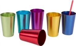 Retro Aluminum Tumblers - Assorted Colors - By Trademark Innovations (6, 16 Oz.)