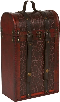 Treasure Chest Wine Box - Wooden For 2 Wine Bottles - By Trademark Innovations