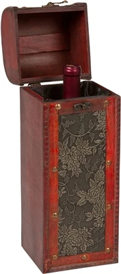 Treasure Chest Wine Box - Wooden For 1 Bottle - By Trademark Innovations